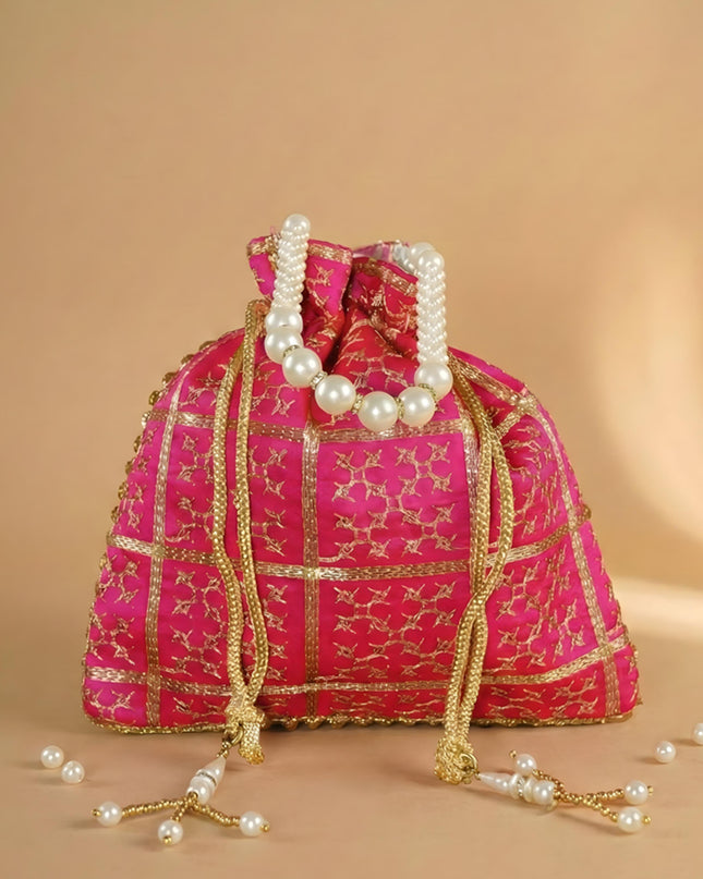 Golden Embroidery Design Potli Bag - WBG0950