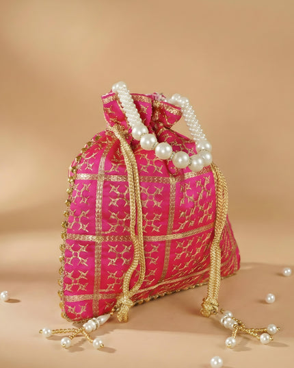 Golden Embroidery Design Potli Bag - WBG0950