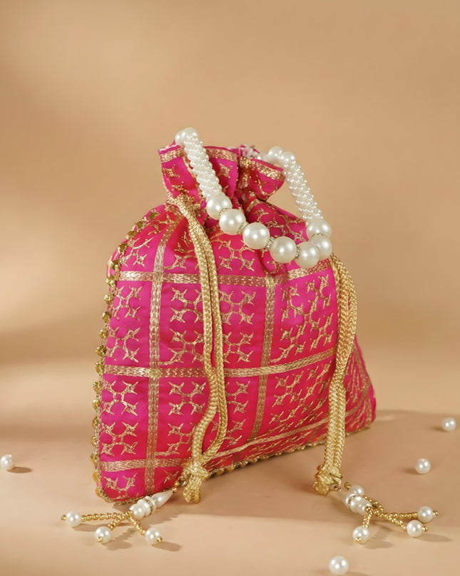 Golden Embroidery Design Potli Bag - WBG0950