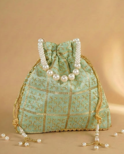 Golden Embroidery Design Potli Bag - WBG0950