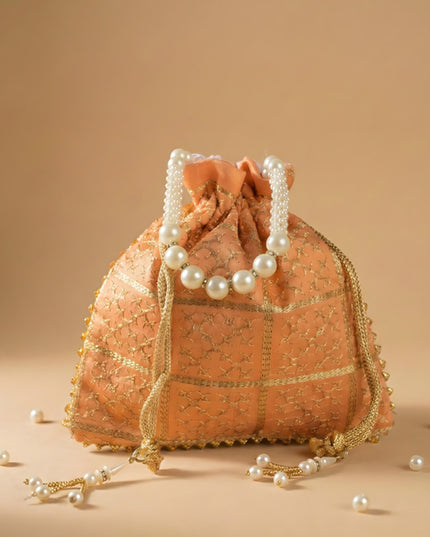 Golden Embroidery Design Potli Bag - WBG0950