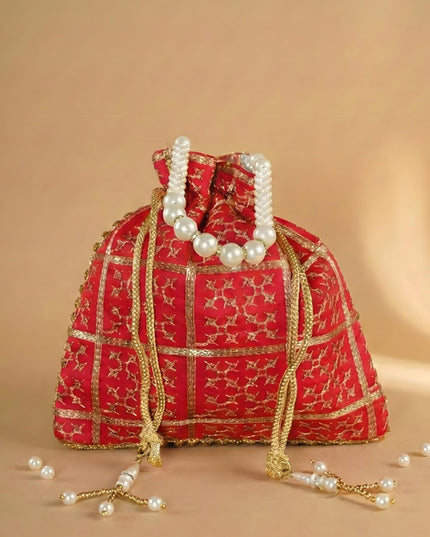 Golden Embroidery Design Potli Bag - WBG0950