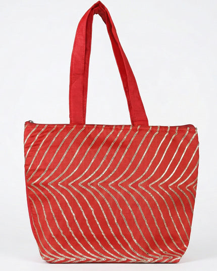 Golden Lace Work Hand Bag - (12x9) - WBG0951-2