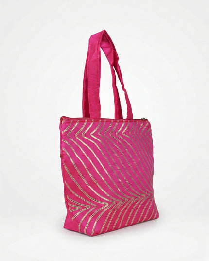 Golden Lace Work Hand Bag - (12x9) - WBG0951-2