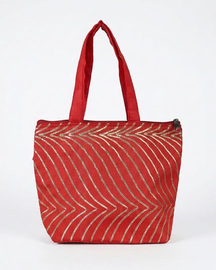 Golden Lace Work Hand Bag - (12x9) - WBG0951-2