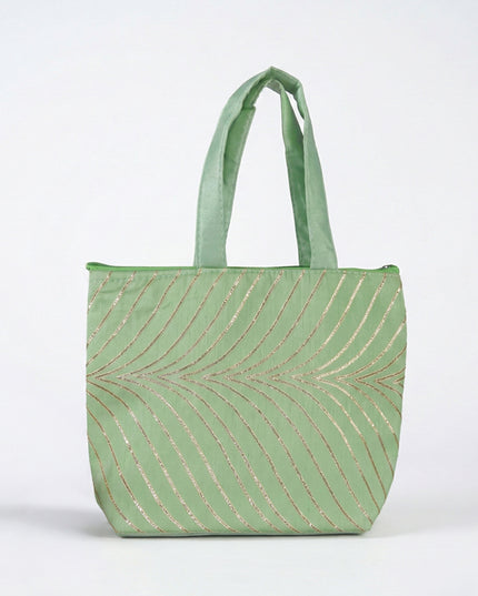 Golden Lace Work Hand Bag - (12x9) - WBG0951-2