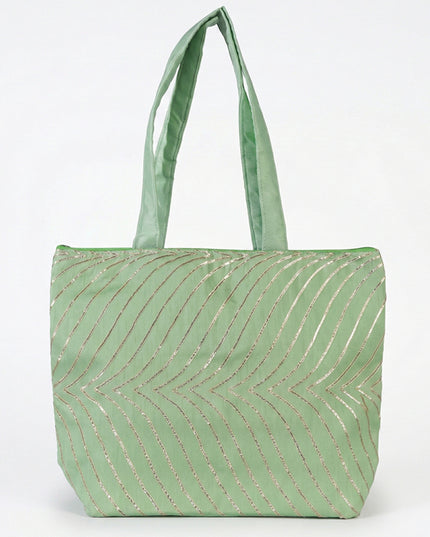 Golden Lace Work Hand Bag - (12x9) - WBG0951-2