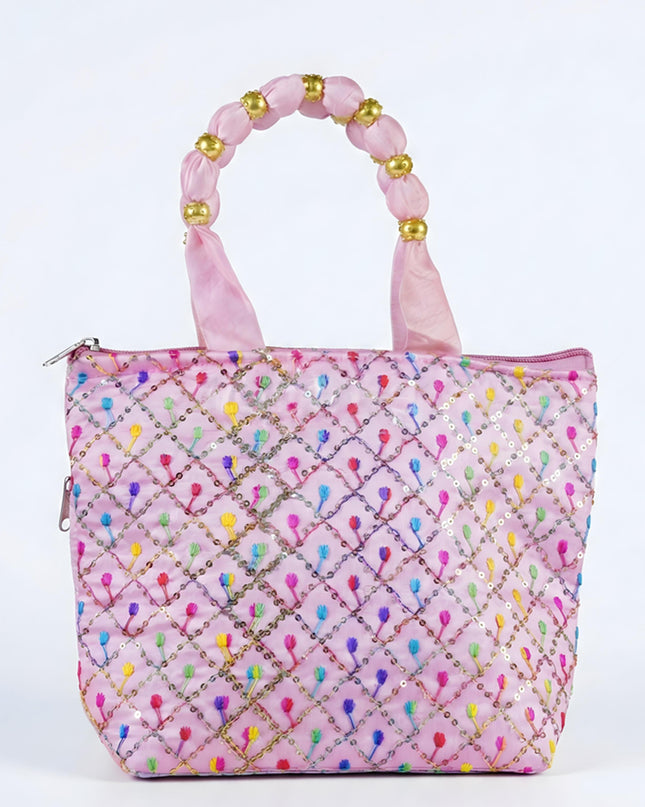 Hand Bag with Allover Thread Embroidery  - WBG0957-1