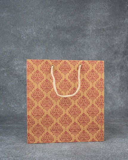 Brown Floral Printed Paper Bag - WBG1000