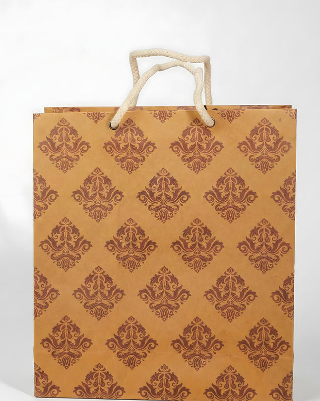 Brown Floral Printed Paper Bag - WBG1000