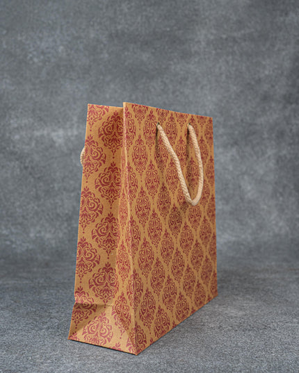 Brown Floral Printed Paper Bag - WBG1000