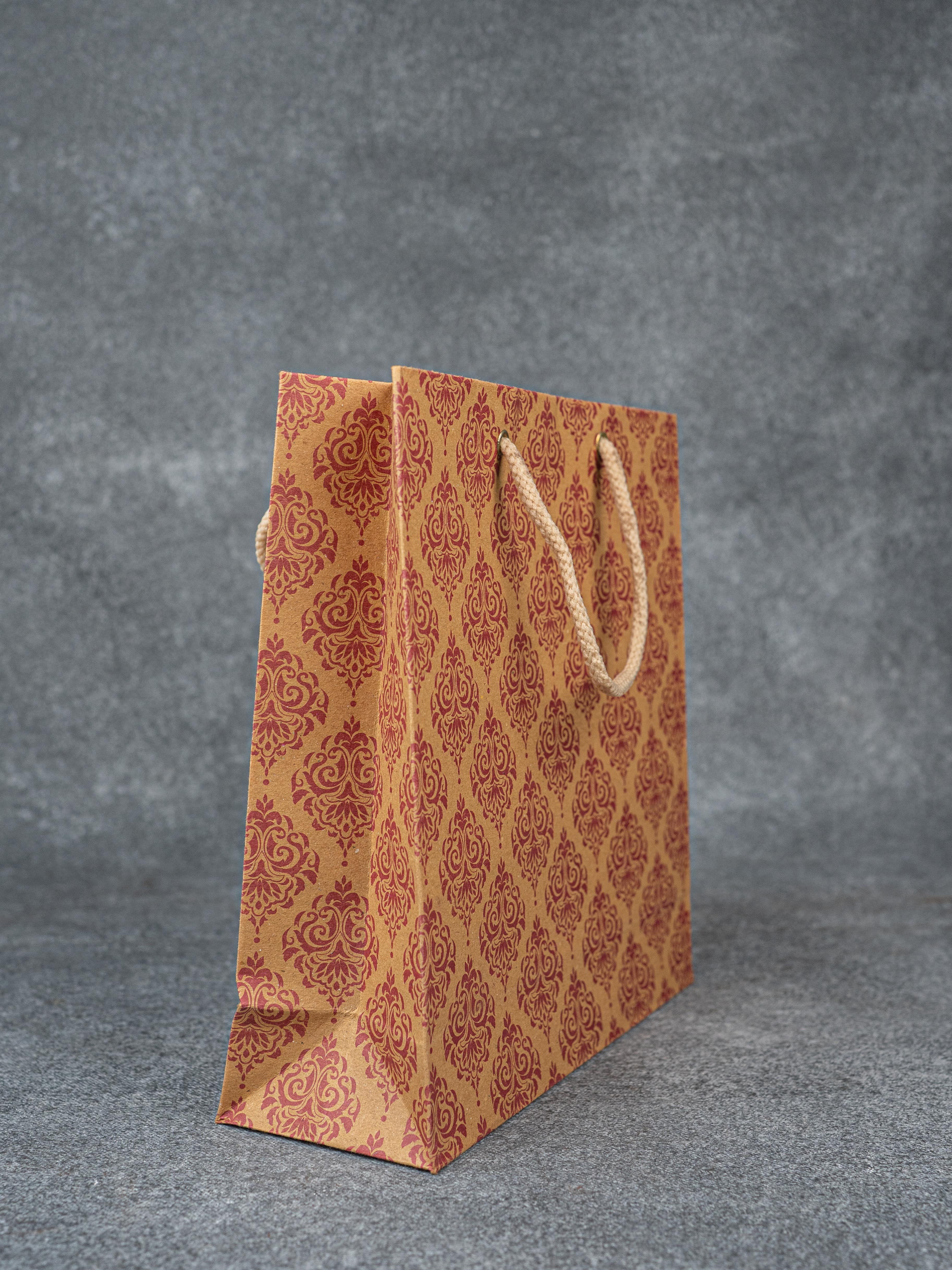 Brown Floral Printed Paper Bag WBG1000 – Wedtree