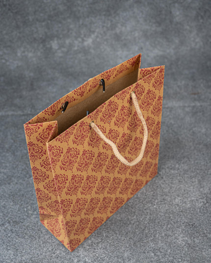 Brown Floral Printed Paper Bag - WBG1000