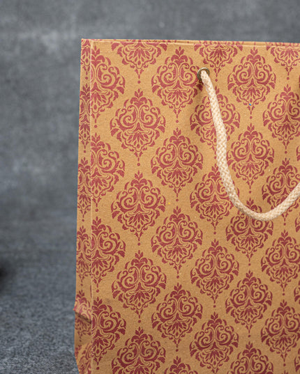 Brown Floral Printed Paper Bag - WBG1000