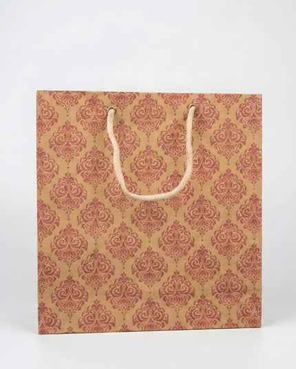 Brown Floral Printed Paper Bag - WBG1000