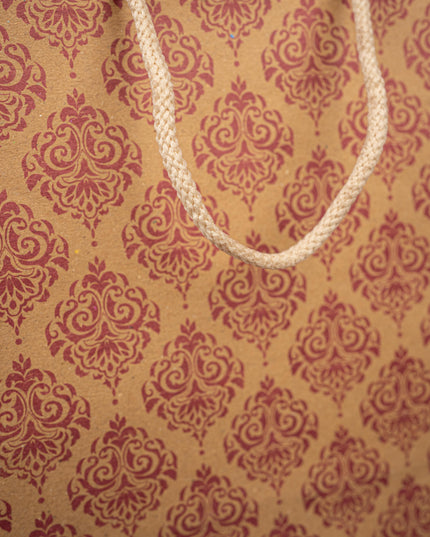 Brown Floral Printed Paper Bag - WBG1000