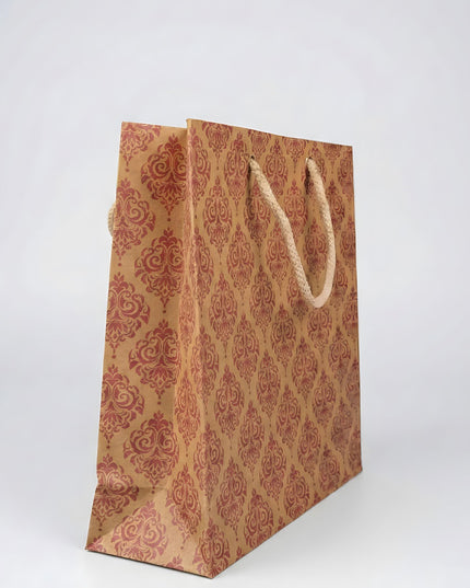 Brown Floral Printed Paper Bag - WBG1000