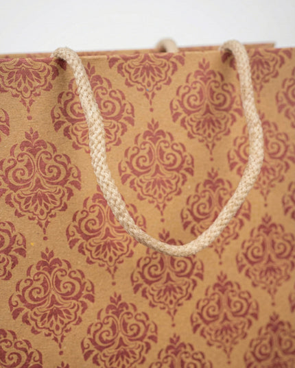 Brown Floral Printed Paper Bag - WBG1000