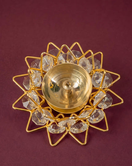Decorative Brass Crystal Diya - WBG1155
