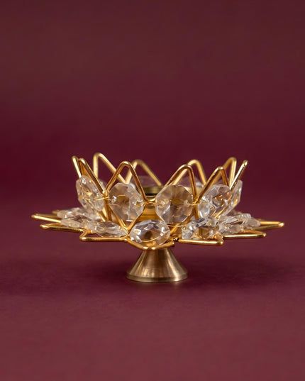Decorative Brass Crystal Diya - WBG1155