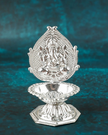 German Silver Ganesha Diya - WBG1177