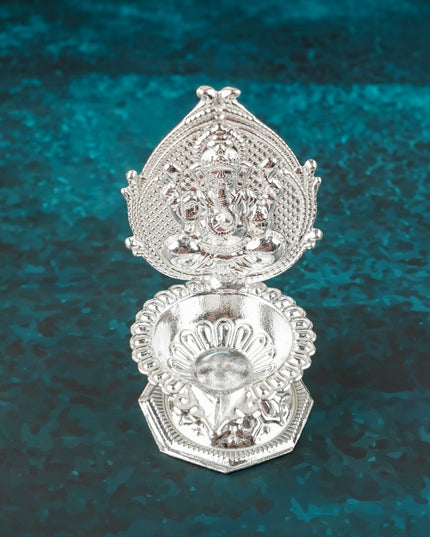 German Silver Ganesha Diya - WBG1177