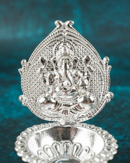 German Silver Ganesha Diya - WBG1177