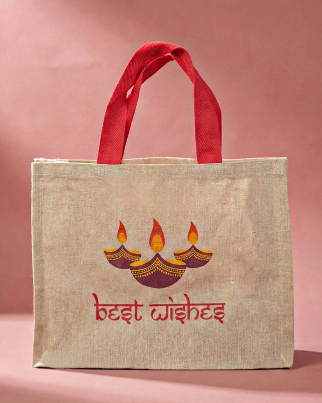 Juco Bag with Deepam & Best Wishes - WBG1266
