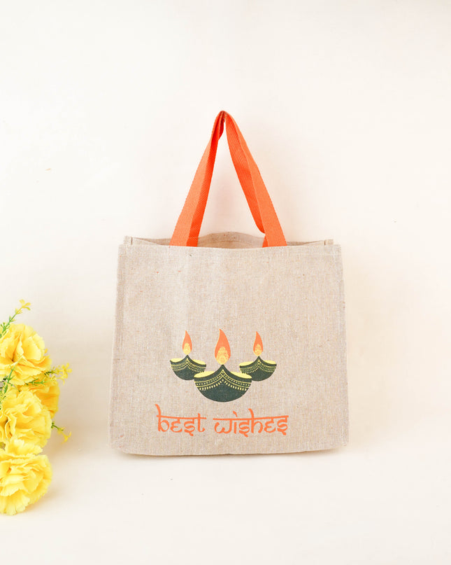 Juco Bag with Deepam & Best Wishes - WBG1266