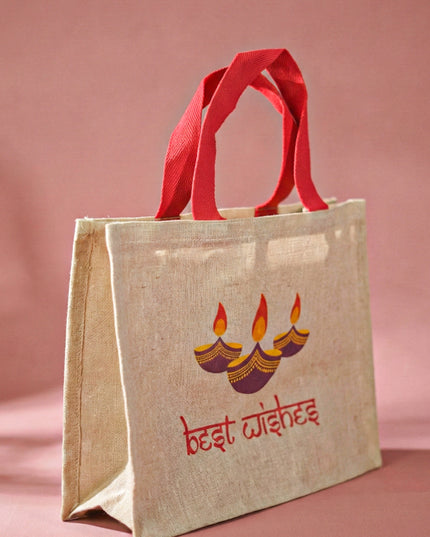 Juco Bag with Deepam & Best Wishes - WBG1266