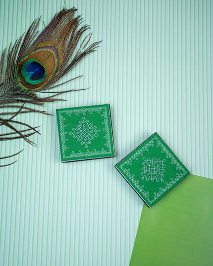 Laminated Manai - Sikku Kolam Design - Set of 2 - WBG1382