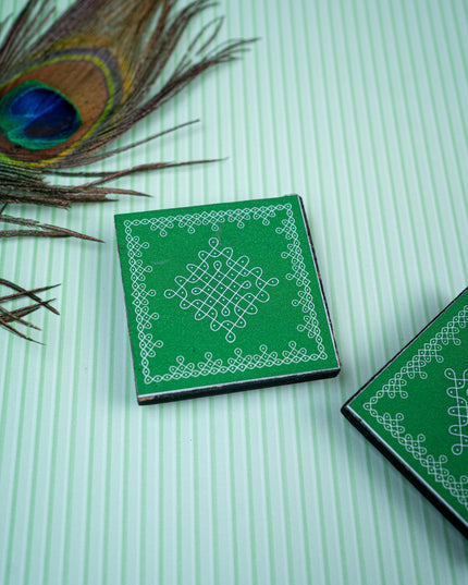 Laminated Manai - Sikku Kolam Design - Set of 2 - WBG1382