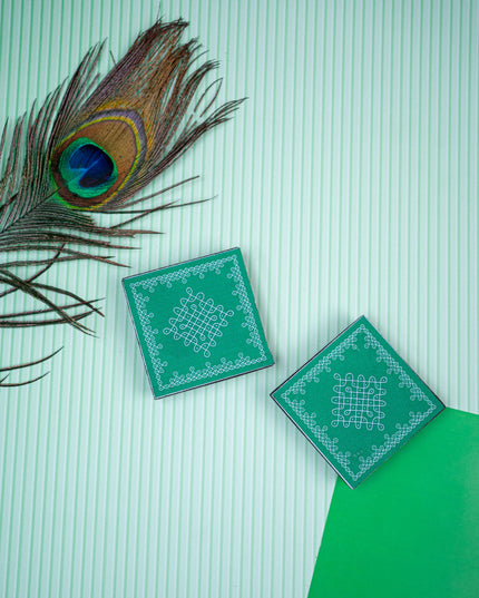 Laminated Manai - Sikku Kolam Design - Set of 2 - WBG1382