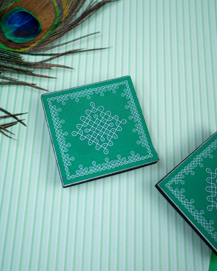 Laminated Manai - Sikku Kolam Design - Set of 2 - WBG1382