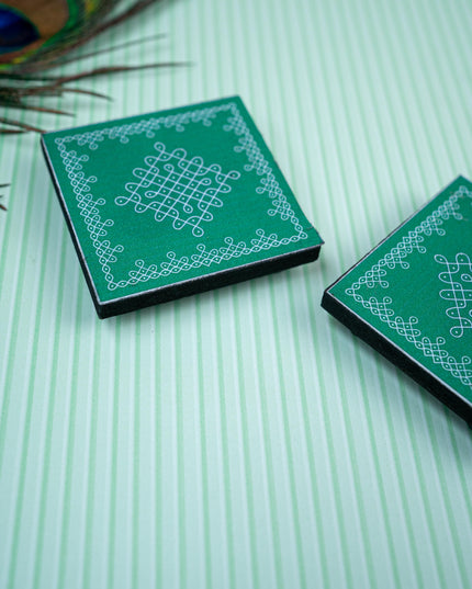 Laminated Manai - Sikku Kolam Design - Set of 2 - WBG1382