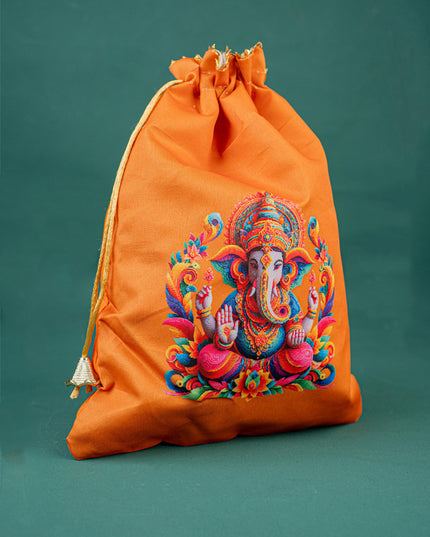 Digital Printed String Bag - 11 inch - Ganesha - WBG1417-1