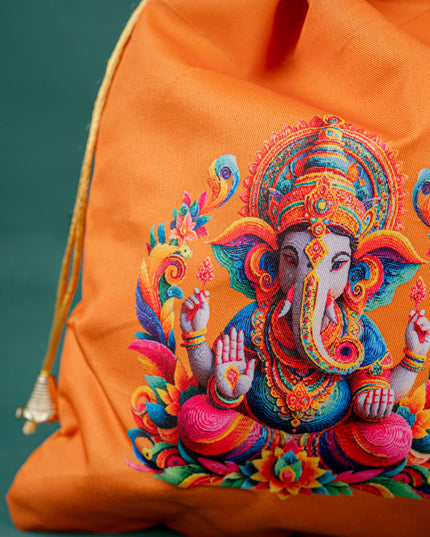 Digital Printed String Bag - 11 inch - Ganesha - WBG1417-1