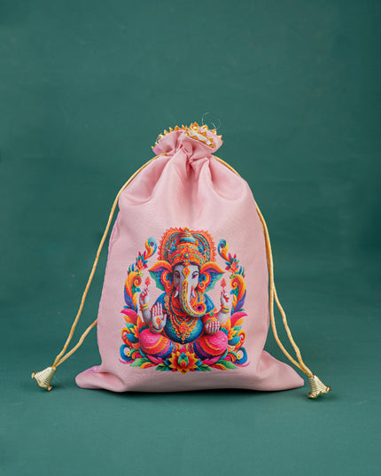 Digital Printed String Bag - 11 inch - Ganesha - WBG1417-1