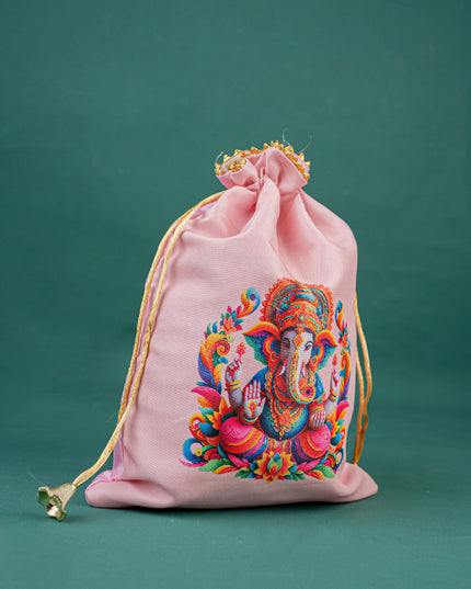 Digital Printed String Bag - 11 inch - Ganesha - WBG1417-1