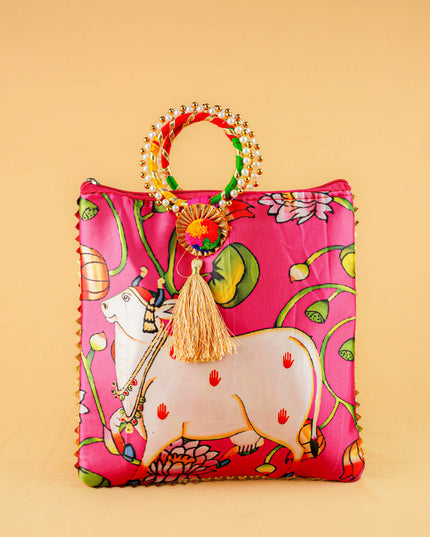 Multi Color - Pichwai Digital Printed Hand bags - WBG1450