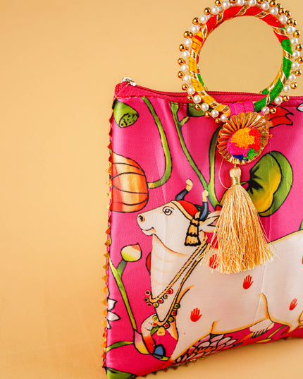 Multi Color - Pichwai Digital Printed Hand bags - WBG1450
