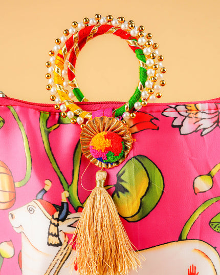 Multi Color - Pichwai Digital Printed Hand bags - WBG1450
