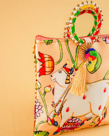Multi Color - Pichwai Digital Printed Hand bags - WBG1450