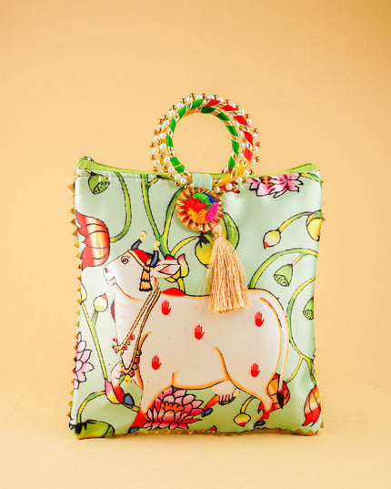 Multi Color - Pichwai Digital Printed Hand bags - WBG1450