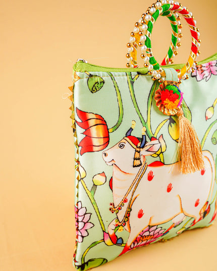 Multi Color - Pichwai Digital Printed Hand bags - WBG1450
