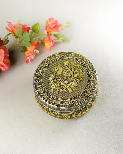 Oxidized Annapakshi Poori Box - Gold - WBG1591-2