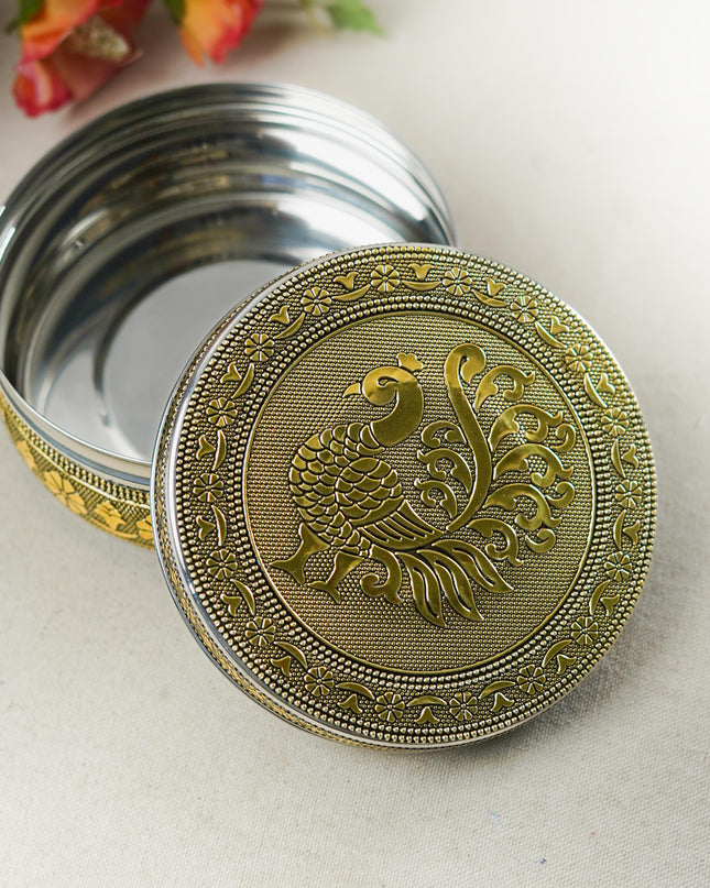 Oxidized Annapakshi Poori Box - Gold - WBG1591-2