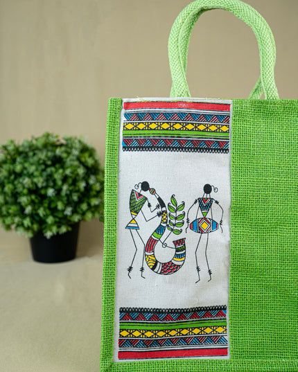 Jute Bag with Warli Print - WBG1692
