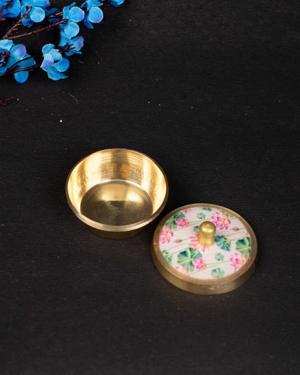 Brass Kumkum Dibbi - Pichwai - WBG1744