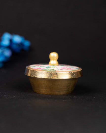 Brass Kumkum Dibbi - Pichwai - WBG1744